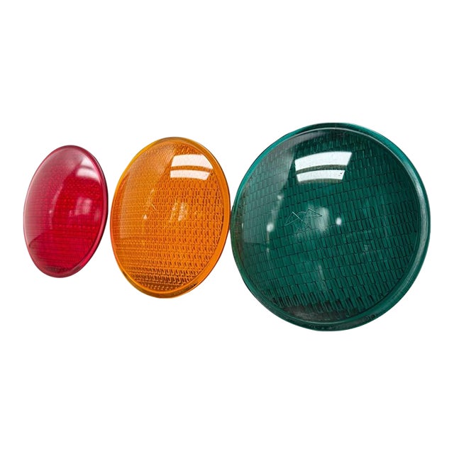 Vintage Eagle Signal Glass Traffic Light Lenses – Set of 3 For Sale