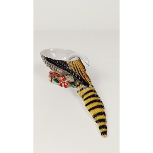 Vintage Pheasant Gravy Boat in Hand-Painted Ceramic, Italy, 1950s For Sale - Image 10 of 18