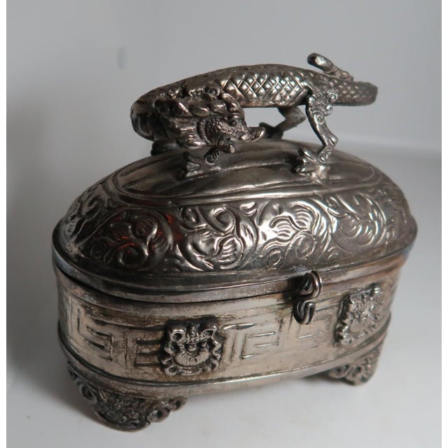Late 20th Century Mixed Metal Larger Size Dragon Trinket Box or Dresser Box or Jewelry Box For Sale - Image 5 of 13