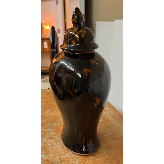 Brown Martino Interiors Glazed Ceramic Temple Jar For Sale - Image 8 of 12