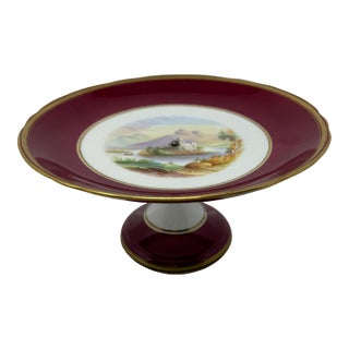 Mid-19th Century Copeland Hand-Painted Landscape Porcelain Tazza, Pattern D4203 For Sale