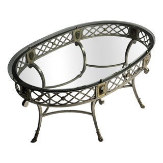 Empire Metal Coffee Table with Glass Top, 1980s For Sale