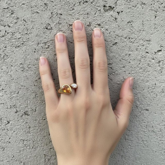 Not Yet Made - Made To Order Toi Et Moi Gemstone Ring: Citrine and Moissanite, Size 7.5 For Sale - Image 5 of 9