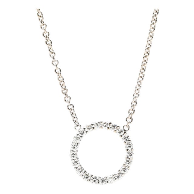 1 CTW Diamond Round Pendant Necklace, 18k White Gold, Length 18 Inches For Sale
