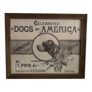Vintage Celebrated Dogs of America Advertising Print, Rustic, Farmhouse, Framed For Sale