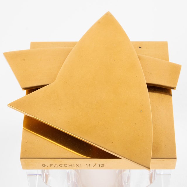 Metal Giorgio Facchini Limited Edition Lucite and Brass Box, Circa 1970 For Sale - Image 7 of 13