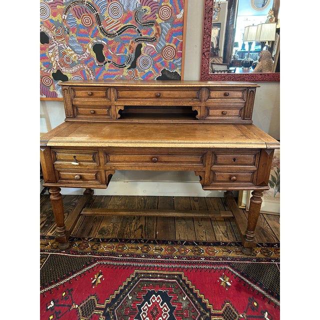 French Oak Antique Writing Desk For Sale - Image 4 of 18