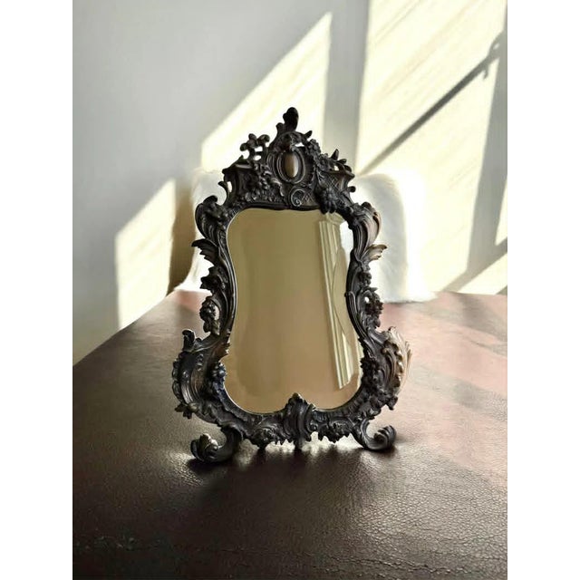 Antique Bronze Rococo Style French Big Table and Makeup Mirror From the 19th or Early 20th Century For Sale - Image 10 of 10