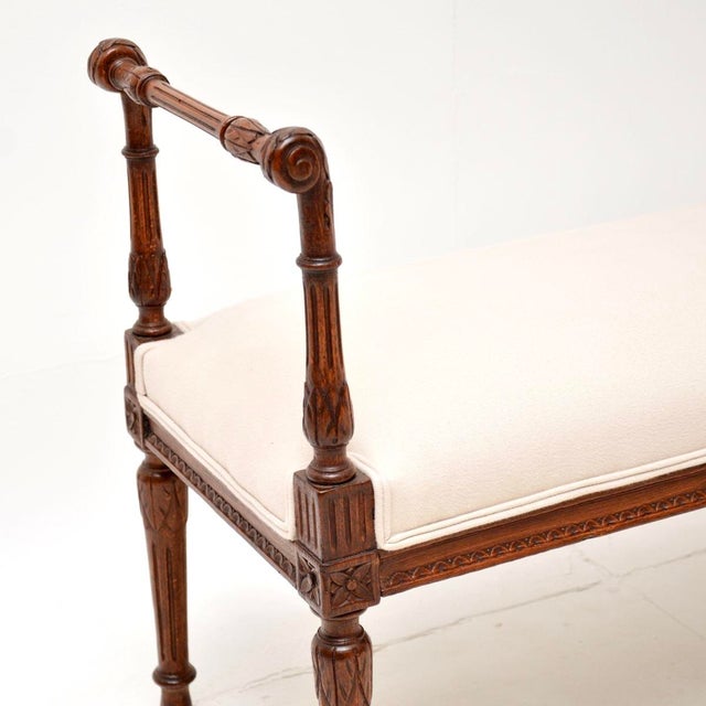 Antique Victorian Carved Walnut Bench, 1890 For Sale - Image 6 of 10