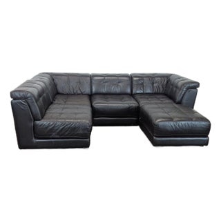 Chateau D’Ax Brown Leather Sectional Sofa - Modern L-Shaped Couch For Sale
