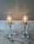 Pair of Vintage crystal hurricane lamps. Newly refurbished to bring these beauties back to their former glory. Etched...