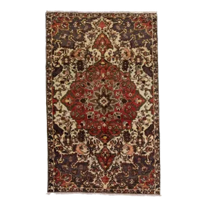 Vintage Medallion Persian Bakhtiari Wool Rug With Red Color