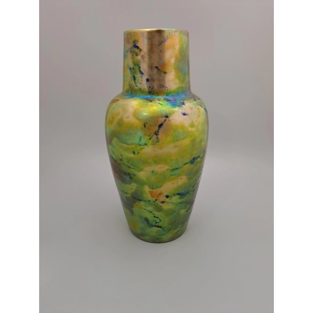 Green Large Art Deco Vase with Lutreglaze from Zsolnay, Hungary, 1930s For Sale - Image 8 of 8
