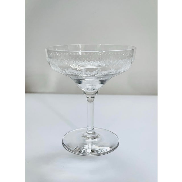 Glass Early 20th Century Bryce Etched Glass Champagne Saucer For Sale - Image 7 of 8
