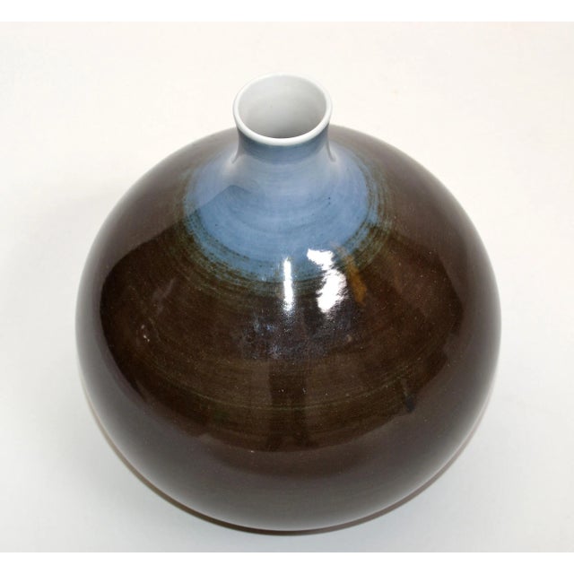 Mid-Century Modern Bavaria Arzberg Hutschenreuther Glazed Porcelain Vase Black, Blue & White 1970s For Sale - Image 3 of 11