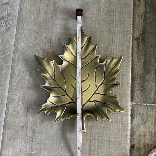 2000 - 2009 Gold Brass‎ Fall Maple Leaf Tray Jewelry Dish Decor For Sale - Image 5 of 6