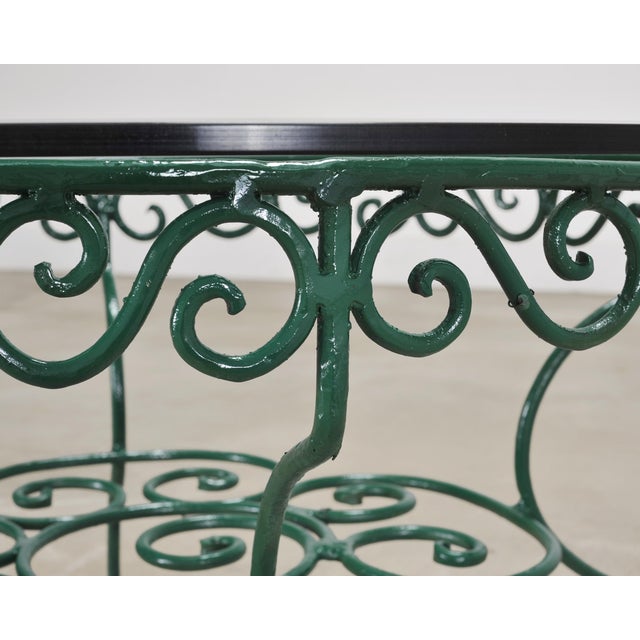 o.w. Lee American Regency Style Wrought Iron and Glass Scrolled Garden Table For Sale In Sacramento - Image 6 of 18