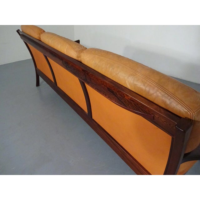 Rosewood and Leather Sofa, Denmark, 1960s For Sale - Image 12 of 18