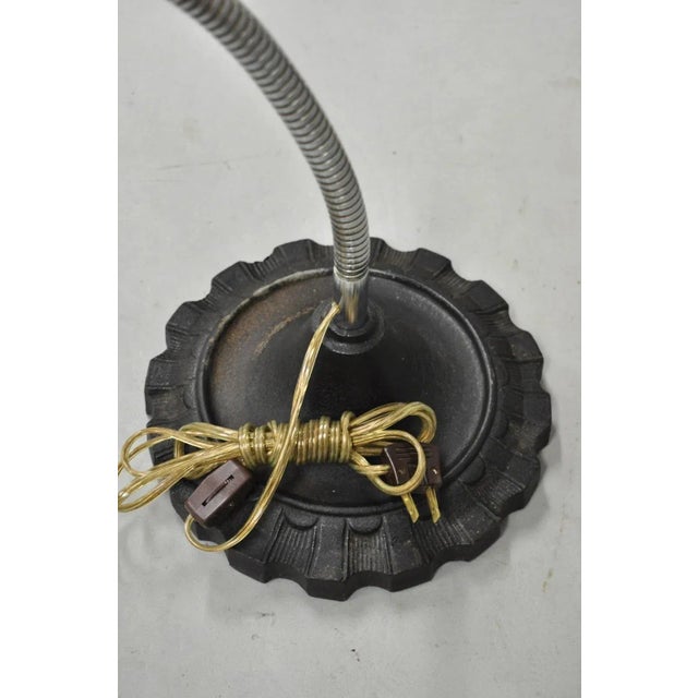 Vintage Industrial Modern Steampunk Cast Iron Gear Gooseneck Task Table Lamp For Sale - Image 10 of 12