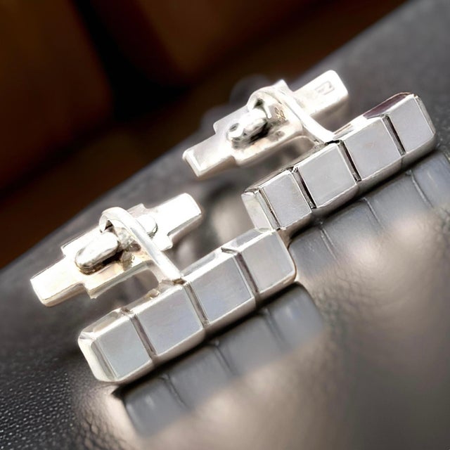 1990s Pair of Georg Jensen Estate Mens Cufflinks Sterling Silver GJ29 For Sale - Image 9 of 12