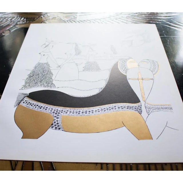 1968 Max Walter Svanberg Composition No. 4, Original Period Gold Leaf Lithograph For Sale - Image 10 of 13