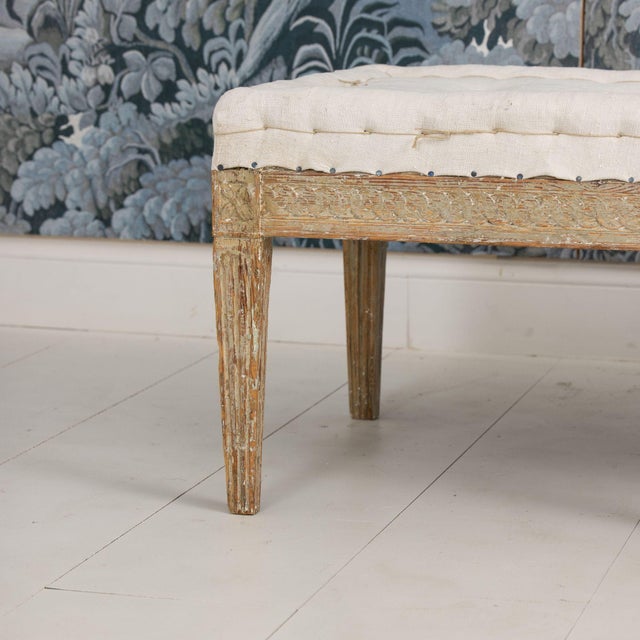 19th C. Swedish Gustavian Period Footstool or Bench in Original Paint For Sale - Image 4 of 18