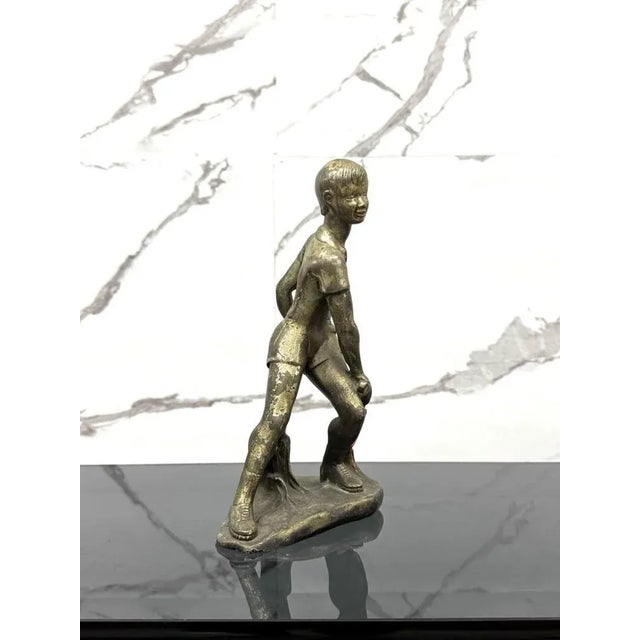 Art Deco Young Tennis Player in Bronze, 1950s For Sale - Image 4 of 7