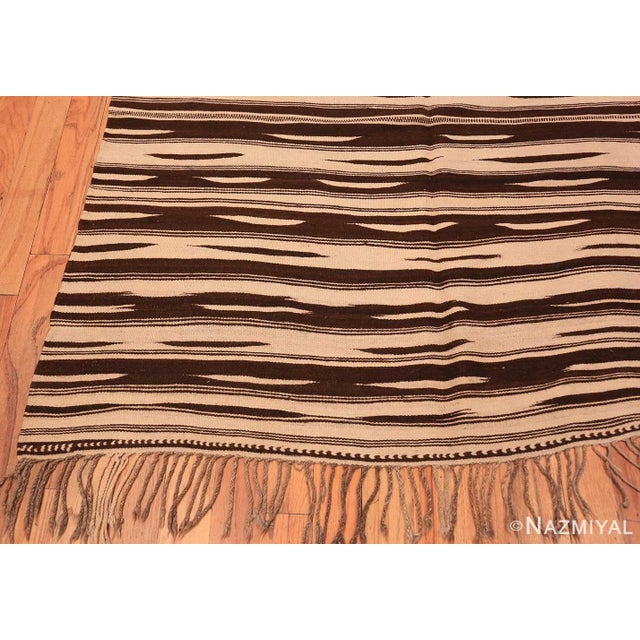 Moroccan Nazmiyal Collection Brown and Cream Vintage Moroccan Kilim Rug For Sale - Image 3 of 5