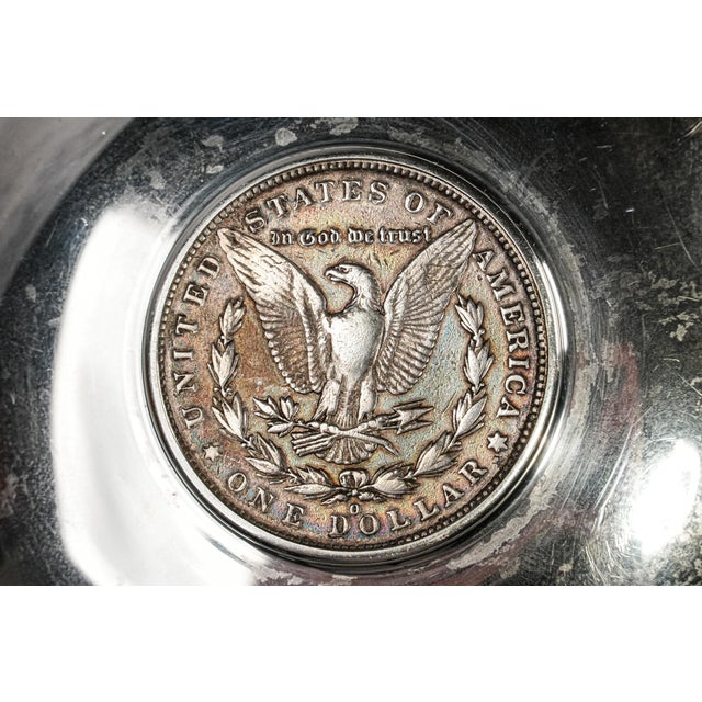 Vintage Cartier Sterling Silver Catchall Dish With 1885-O Morgan Dollar Coin Luxury Dresser Tray Home Decor For Sale - Image 10 of 10