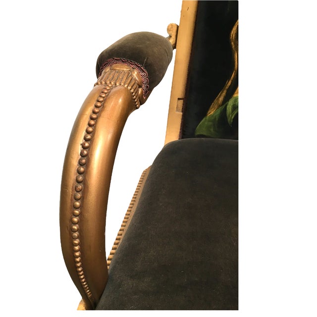 Vintage Velvet Upholstered Gorgeous Armchair With a Painted Dancer on the Back. For Sale - Image 4 of 9