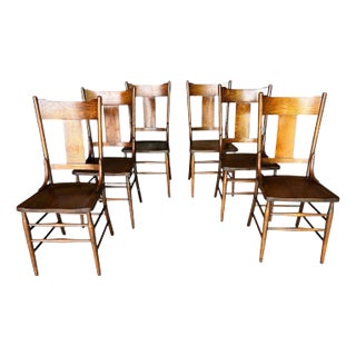 1940s Solid Quarter Sawn Oak Chairs- Set of 6 For Sale