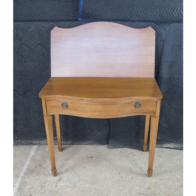 Antique American Sheraton Painted Grain Serpentine Flip Top Console Game Table For Sale - Image 4 of 15