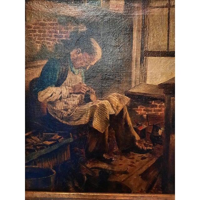 An original early-20th-century oil-on-canvas genre painting, signed and dated lower right, “P. Fischer 1902.” The work is...