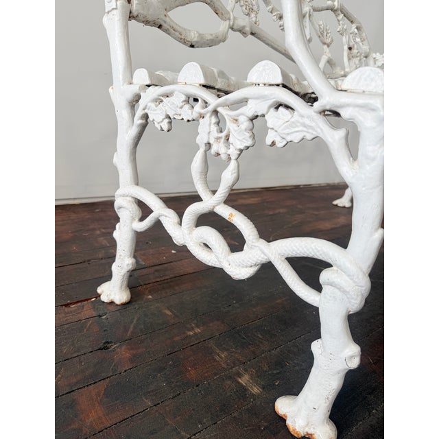 Mid 19th Century Victorian Cast Iron Rustic Oak Vine & Serpent Bench, James Haywood C. 1860 For Sale - Image 5 of 11