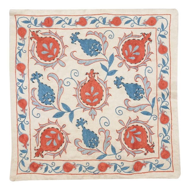 20"x20" 100% Silk Embroidered Pillow Cover. Contemporary Handmade Cushion Cover For Sale