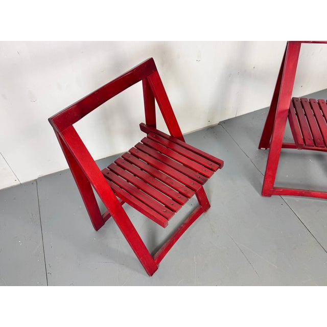 1960s Mid-Century Italian Red Foldable Chairs by Aldo Jacober for Bazzani, 1960s, Set of 2 For Sale - Image 5 of 12
