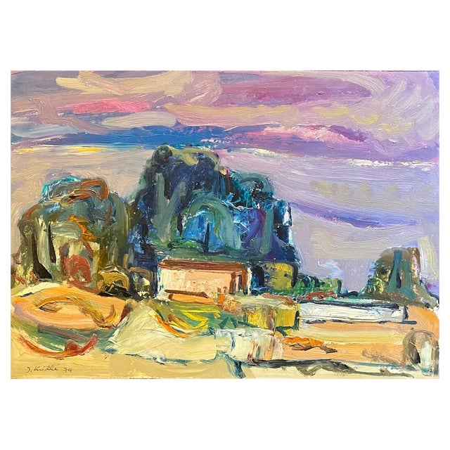 Jean Krille, Landscape 118, Oil on Masonite, 1979 For Sale