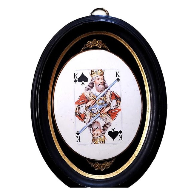 Traditional Playing Cards Wall Plaques Genuine Porcelain Hand Enameled 24k Gold Rim Ny Queen Hearts King Spades For Sale - Image 3 of 7