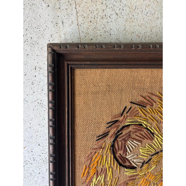 Vintage Lion Needlepoint Wall Art in Carved Wood Frame, 1960s For Sale - Image 4 of 8