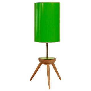 Mid-Century Table Lamp with Wooden Base from Krasna JIzba, 1950s For Sale