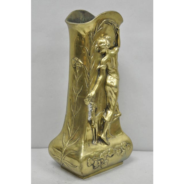Antique Art Nouveau Chinese Gilt Bronze Nude Female Sculpture Statue 16" Vase For Sale In Philadelphia - Image 6 of 17