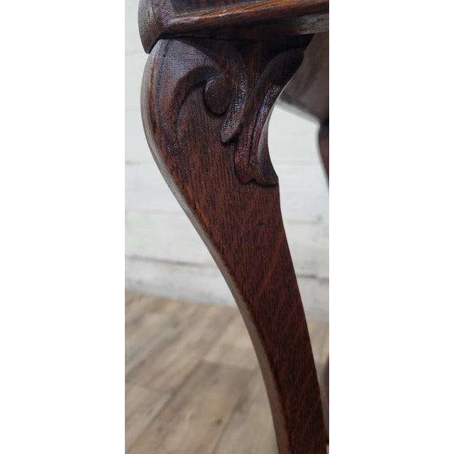 Late 20th Century Antique Tiger Oak Two Tier Parlor Table Lamp Table Plant Table For Sale - Image 5 of 11