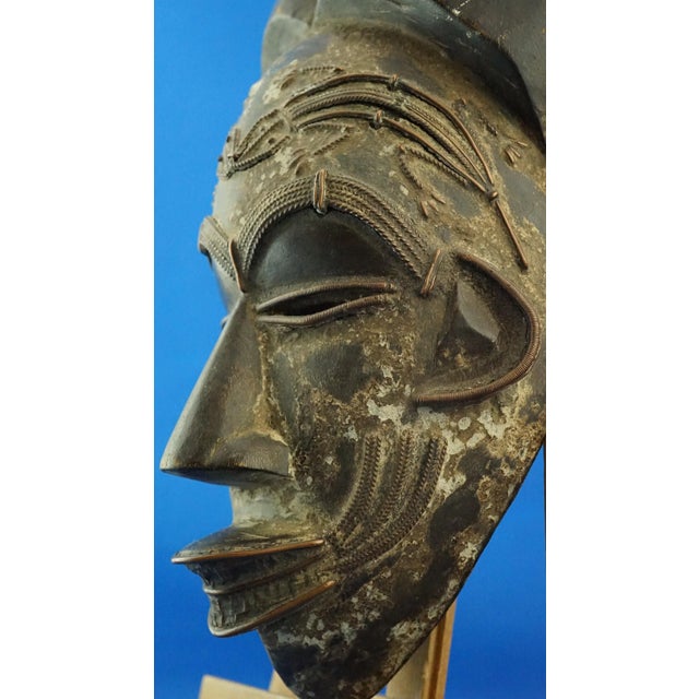 20th Century Wenge and Copper Tribal Mask, Tikar Tribe of Cameroon, Africa For Sale - Image 13 of 18