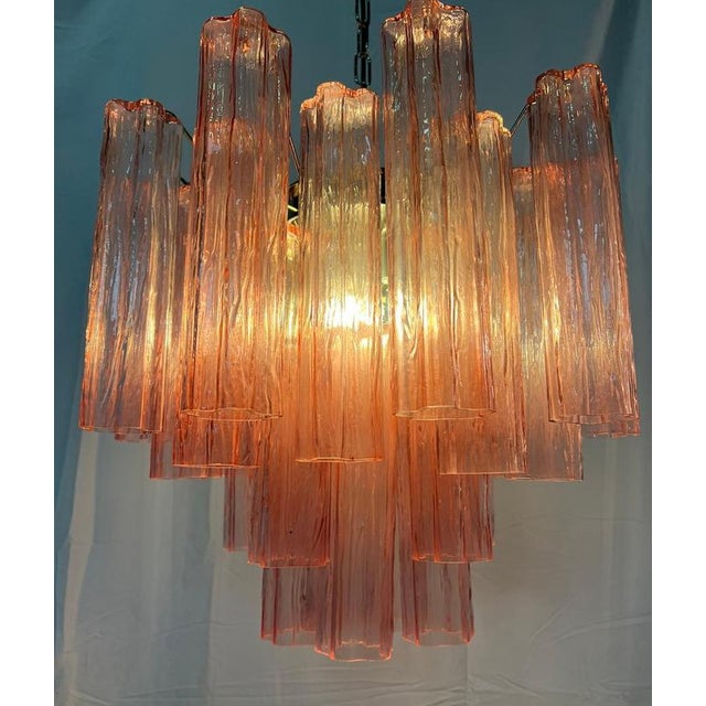 Pink Glass Tube Chandelier, Murano, 1970s For Sale - Image 13 of 18