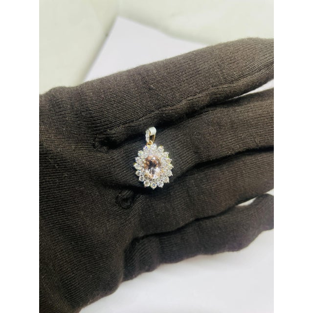 Contemporary 18k Gold Pendant With 1.17ct Semi Stone and 1.06ct Diamonds, New For Sale - Image 3 of 7