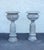 High Quality Carved Granite Garden Urns Raised On Matching Pedestal Bases. Three Piece Construction Consisting Of...