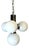 Space Age Chandelier in Chromed Metal with 4 White Opaline Glass Globes, 1970s For Sale