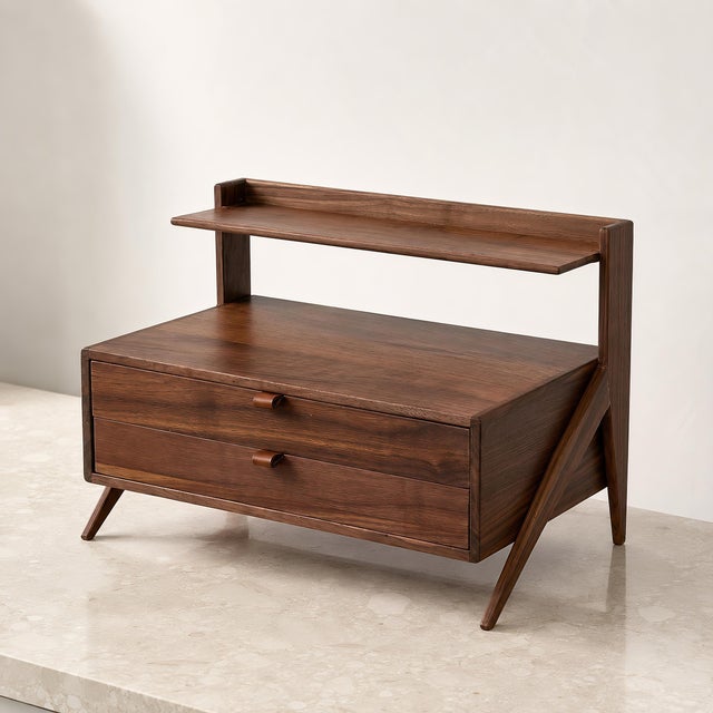 Perfume Tray With Drawers, Solid Walnut Vanity Organizer, Makeup Skincare Perfume Display Shelf For Sale - Image 9 of 10