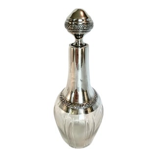Antique French Baccarat Crystal Sterling Silver Liquor Decanter Ravinet d'Enfert For Sale