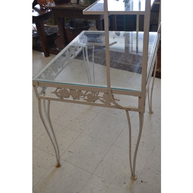 Vintage White Ornate Iron & Metal Table W/ Shelves - Bakers Rack or Patio Plant Stand For Sale - Image 13 of 18